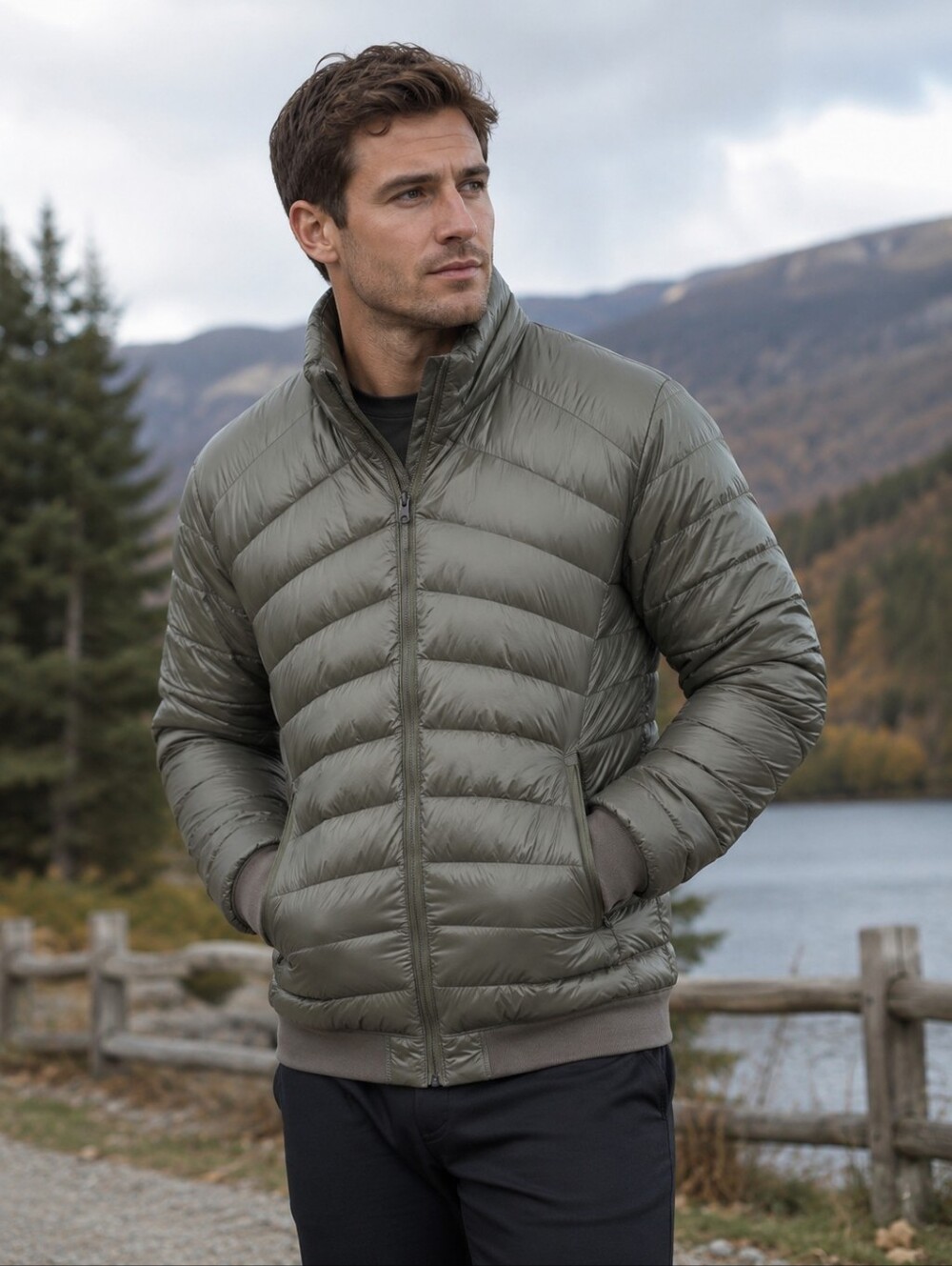 lululemon athletica Men's Quilted Olive Green Puffer Jacket